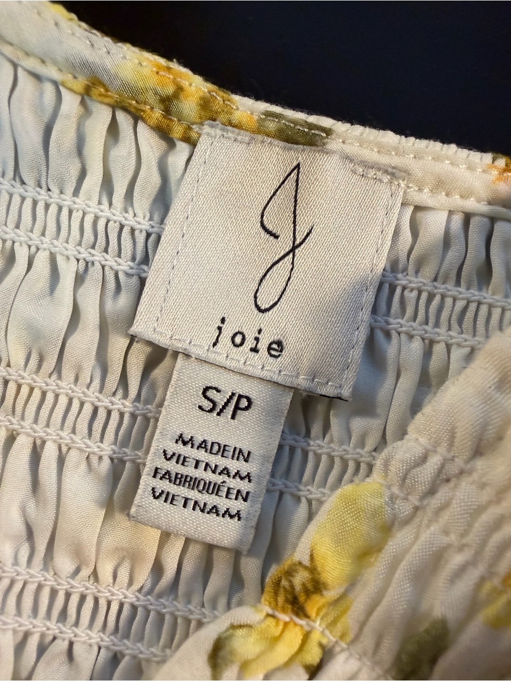 Joie Smocked Yellow Floral V-Neck Midi Dress with Ruffle Cap Sleeves Size Small - Picture 3 of 15